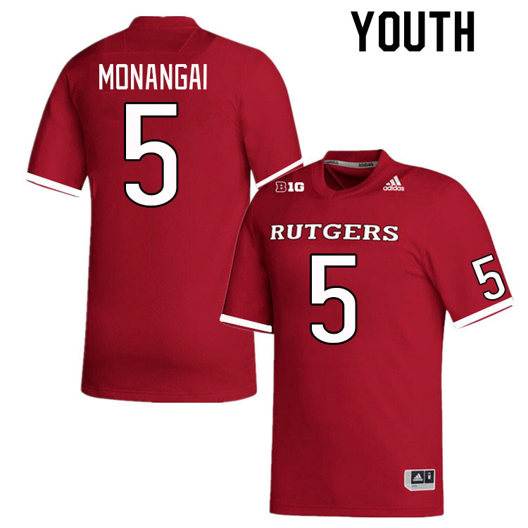 Youth #5 Kyle Monangai Rutgers Scarlet Knights College Football Jerseys Stitched Sale-Scarlet
